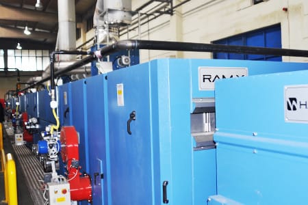 Çorlu fabrikasında ramöz hattı: gerdirme, kurutma ve terbiye.